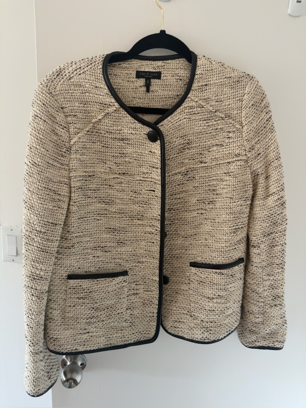 Rag and bone  Cream Bouclé Jacket with Black Trim
